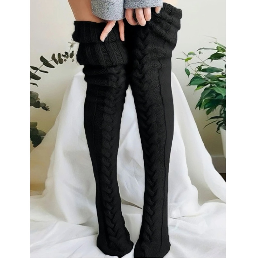 Cozy Black Knee High Socks